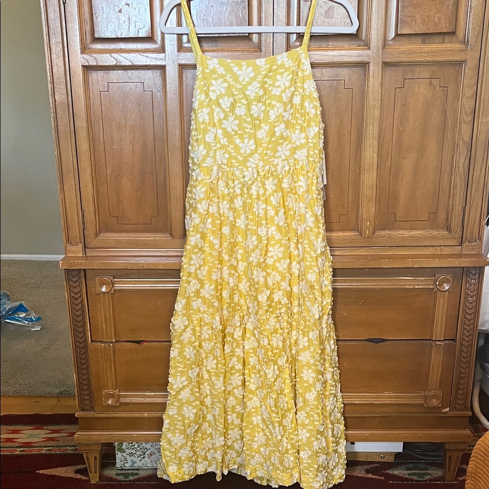 Maeve Anthropologie Yellow Floral midi Dress
